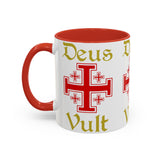 Deus Vult Accent Coffee Mug 11oz 15oz Red Cross Knight Crusader Ceramic Cup Bold Medieval Design Christian Symbol Faith Inspired Coffee Tea Gift Drinkware