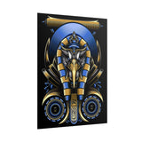 Eye Of Eternity Poster Gold And Blue Egyptian Owl Pharaoh Sacred Geometry Art Print Spiritual Wall Decor For Focus Energy And Royal Inspiration