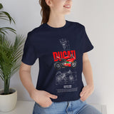 Italian Superbike 1199 Inspired Racing Motorcycle Blueprint Graphic Unisex Heavy Cotton Tee Premium Streetwear T Shirt for Riders Bikers Enthusiasts and Everyday Wear