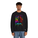 Reaper Of Neon Flames Sweatshirt Cosmic Skull Glow Design Unisex Heavy Blend Streetwear For Power Seekers, Dreamers, And Night Explorers