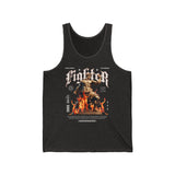 Fighter Resilience Victorious Flame Statue Graphic Unisex Jersey Tank Top Motivational Gym Streetwear Sleeveless