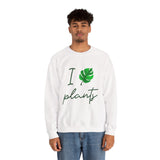 I Love Plants Crewneck Sweatshirt Unisex Heavy Blend Botanical Leaf Eco Friendly Gardening Nature Lover Sustainable Green Living Gift Pullover