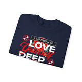 Love Yourself Deep Unisex Heavy Blend Crewneck Sweatshirt Self Love Graphic Pullover Rose Motivational Quote Streetwear Positive Affirmation Empowerment Apparel