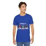 Formula 1 High Performance Triple Racing Machines Unisex Heavy Cotton Tee Dynamic Motorsport Inspired Streetwear Graphic Shirt for Speed Lovers and Premium Casual Style