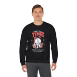 Waste Your Time Unisex Heavy Blend Crewneck Sweatshirt Graphic Pullover Black Motivational Hustle Money Clock Streetwear Bold Entrepreneur Mindset Fashion Outfit