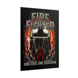 Firefighter Motivational Poster One Life One Decision Wall Art Tribute To Heroes Courage Quote Fire Rescue Design Home Decor Gift For Firefighters Gym Office Inspirational Wall Print