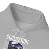 Civilization Eye Of Memory Graphic Unisex Heavy Blend Hooded Sweatshirt Futuristic Visionary Streetwear Abstract Blue Eye Gothic Hoodie