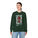 Love Fake Friendship Rose Crewneck Comfortable Unisex Sweatshirt Bold Graphic Streetwear Pullover Empowering Artistic Floral Design For Self Expression Perfect Gift For Friends Birthdays Cozy Days...