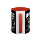 Hermes Accent Coffee Mug 11oz 15oz Black Ceramic Mythology Cup with Greek God Winged Statue Design for History Lovers and Art Enthusiasts