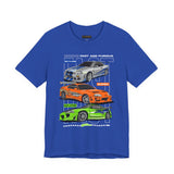 Street Racing Trio JDM Cars Graphic Unisex Heavy Cotton Tee for Drift Fans Performance Lovers and Streetwear Enthusiasts