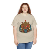 Unisex Balinese Barong Mask Graphic T Shirt Mythical Cultural Warrior Spirit Inspired Tee Tribal Festival Art Streetwear Heavy Cotton Top