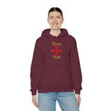 Unisex Deus Vult Hoodie Medieval Crusader Cross Heavy Blend Hooded Sweatshirt Warrior Knight Inspired Vintage Christian Symbol Streetwear