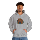 Balinese Barong Mask Unisex Hoodie Heavy Blend Pullover Sweatshirt Tribal Cultural Warrior Spirit Inspired Mythical Festival Graphic Streetwear