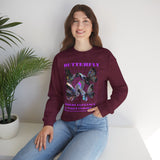 Butterfly Holographic Unisex Heavy Blend Crewneck Sweatshirt Graphic Pullover Black Streetwear Where Elegance Takes Flight Trendy Aesthetic Fashion Outfit