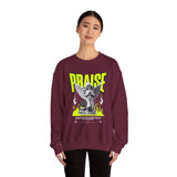 Praise Angel Statue Graphic Unisex Heavy Blend Crewneck Sweatshirt Gothic Spiritual Streetwear Pullover