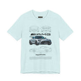 Aggressive Silver Widebody Supercar Blueprint Unisex Heavy Cotton Tee Performance Street Machine Graphic Shirt For Car Lovers And Gearheads
