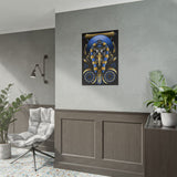 Eye Of Eternity Poster Gold And Blue Egyptian Owl Pharaoh Sacred Geometry Art Print Spiritual Wall Decor For Focus Energy And Royal Inspiration