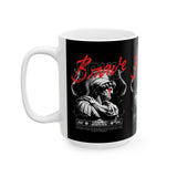 Brave Warrior Roman Gladiator Ceramic Mug Bold Motivational Coffee Cup Inspirational Streetwear Style Tea Mug Durable Print