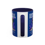 Historical Accent Coffee Mug 11oz 15oz Black Ceramic Cup with Greek Goddess Statue and Purple Floral Design for Art and History Lovers