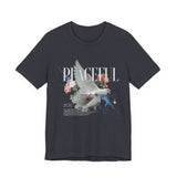 Peaceful Dove Floral Unisex Jersey Short Sleeve Tee Comfortable Soft Cotton Motivational Streetwear Graphic T-Shirt Bold Typography Casual Wear Perfect Gift For Friends Birthdays Everyday Style