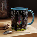 The Charmer Butterfly Accent Coffee Mug 11oz 15oz Black Two Tone Ceramic Cup Aesthetic Iridescent Butterfly Design Gift for Coffee Lovers