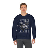 Universe Is Wide Unisex Heavy Blend Crewneck Sweatshirt Cosmic Galaxy Butterfly Space Aesthetic Graphic Pullover