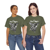Fly High Angel Design Unisex Heavy Cotton Tee Streetwear Graphic T Shirt Spiritual Guardian Winged Warrior Style
