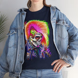 Calavera Punk Skull Unisex Heavy Cotton Tee Neon Gothic Streetwear T-Shirt Bold Rock Rebel Design For Punk Festivals Halloween Concerts Tattoo Lovers And Alternative Fashion