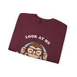 Smiling Monkey Cartoon Good Luck Unisex Sweatshirt Funny Cute Graphic Pullover Positive Vibes Humor Design Cozy Warm Casual Wear Gift For Friends Family