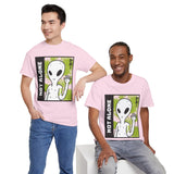 Unisex Not Alone Alien T Shirt Cartoon UFO Graphic Tee Extraterrestrial Sci Fi Space Themed Paranormal Conspiracy Inspired Streetwear Top