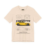 Yellow High Performance Sports Coupe Blueprint Art Unisex Heavy Cotton Tee Premium Streetwear For Car Enthusiasts Gearheads And Collectors