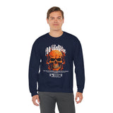 Wildfire Skull Flames Unisex Heavy Blend Crewneck Sweatshirt Gothic Inferno Graphic Bold Streetwear Motivational Statement Pullover