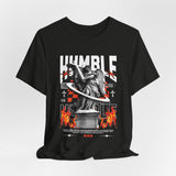 Unisex Jersey Short Sleeve Tee Humble Angel Statue Graphic Streetwear Fire Print T Shirt Bold Motivational Urban Fashion Outfit