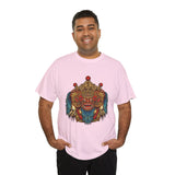 Unisex Balinese Barong Mask Graphic T Shirt Mythical Cultural Warrior Spirit Inspired Tee Tribal Festival Art Streetwear Heavy Cotton Top