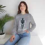 Existence Dystopian Society Cyborg Unisex Heavy Blend Crewneck Sweatshirt Futuristic Sci Fi Robotic Graphic Cyberpunk Streetwear Pullover