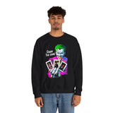 Joker Enjoy The Game Unisex Sweatshirt Bold Gothic Streetwear Dark Psychological Art Design Cozy Heavy Blend Pullover for Risk Takers and Fearless Creators