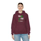 Final Stage Unisex Heavy Blend Hooded Sweatshirt Graphic Hoodie Black Skull Neon Green Streetwear Futuristic Cyberpunk Bold Artistic Fashion Outfit