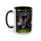 The Charmer Butterfly Accent Coffee Mug 11oz 15oz Black Two Tone Ceramic Cup Aesthetic Iridescent Butterfly Design Gift for Coffee Lovers