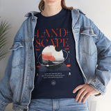 Landscape Unisex Heavy Cotton Tee Graphic T Shirt Black Nature Inspired Abstract Mountain Design Modern Streetwear Outdoor Adventure Artistic Fashion Outfit