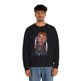Chucky Horror Unisex Heavy Blend Crewneck Sweatshirt Killer Doll Graphic Pullover Spooky Halloween Streetwear Horror Movie Art Design Cozy Creepy Fashion For Festivals And Scary Season