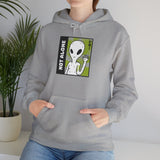 Not Alone Alien Unisex Hoodie UFO Graphic Pullover Sweatshirt Cartoon Extraterrestrial Sci Fi Space Themed Conspiracy Inspired Paranormal Streetwear
