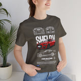 Red High Performance Muscle Coupe Blueprint Unisex Heavy Cotton Tee Retro Car Art Streetwear Gift for Gearheads Daily Wear Car Lovers Apparel
