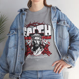 Faith Over Fear Jesus Crown Of Thorns Unisex Heavy Cotton Tee Christian Graphic Bold Religious Streetwear Motivational Bible Verse T Shirt