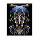 Eye Of Eternity Poster Gold And Blue Egyptian Owl Pharaoh Sacred Geometry Art Print Spiritual Wall Decor For Focus Energy And Royal Inspiration