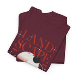 Landscape Unisex Heavy Cotton Tee Graphic T Shirt Black Nature Inspired Abstract Mountain Design Modern Streetwear Outdoor Adventure Artistic Fashion Outfit