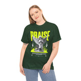 Praise Angel Statue Graphic Unisex Heavy Cotton Tee Spiritual Gothic Streetwear T-Shirt