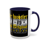 Hustler Original Money Maker Accent Coffee Mug 11oz 15oz Streetwear Bold Dollar Bill Graphic Motivational Entrepreneur Ceramic Cup