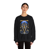 Eye Of Eternity Sweatshirt Unisex Premium Fleece Gold And Blue Egyptian Owl Pharaoh Design Symbolic Streetwear Spiritual Calm Comfort For Creative Souls