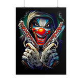 Fearless Grin Street Clown Poster Bold Urban Wall Art Design Neon Chaos Energy Artwork For Creative Minds Gamers And Street Culture Lovers