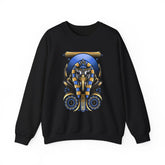 Eye Of Eternity Sweatshirt Unisex Premium Fleece Gold And Blue Egyptian Owl Pharaoh Design Symbolic Streetwear Spiritual Calm Comfort For Creative Souls